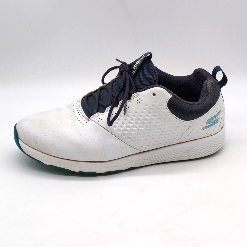 Skechers Shoes Mens Go Golf White Blue 8.5 WW Golfing Sneaker Leather 54552